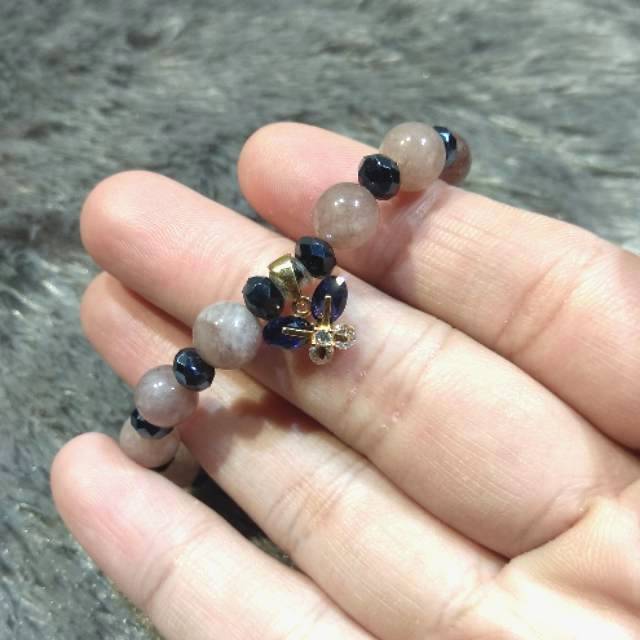LunaEstella - Gelang Batu Variasi Blue Butterfly Mata Kadar 75% (Gelang Emas Asli)