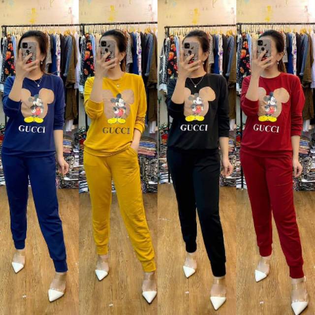 Stelan import Mickey gucci warna hitam