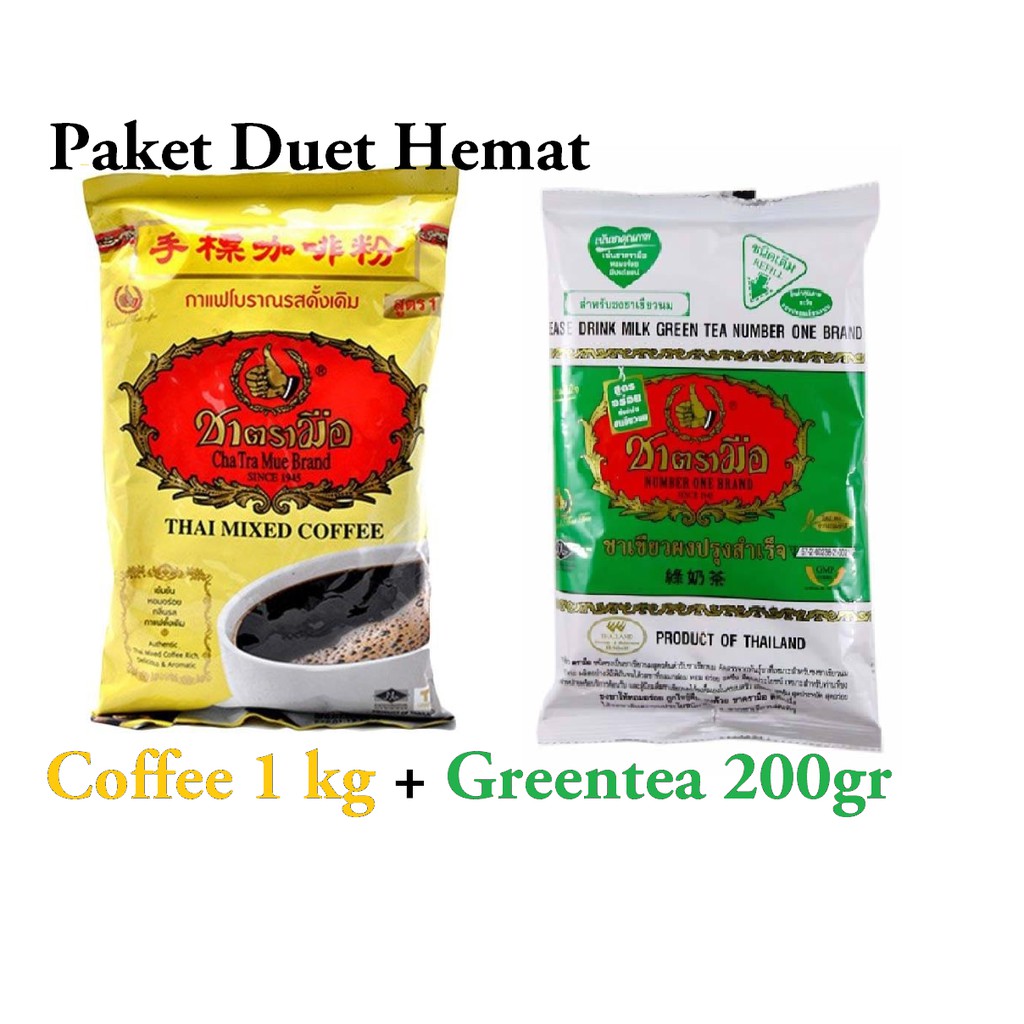 

Thaitea greentea 200gr dan coffee 1kg Chatramue paket duet