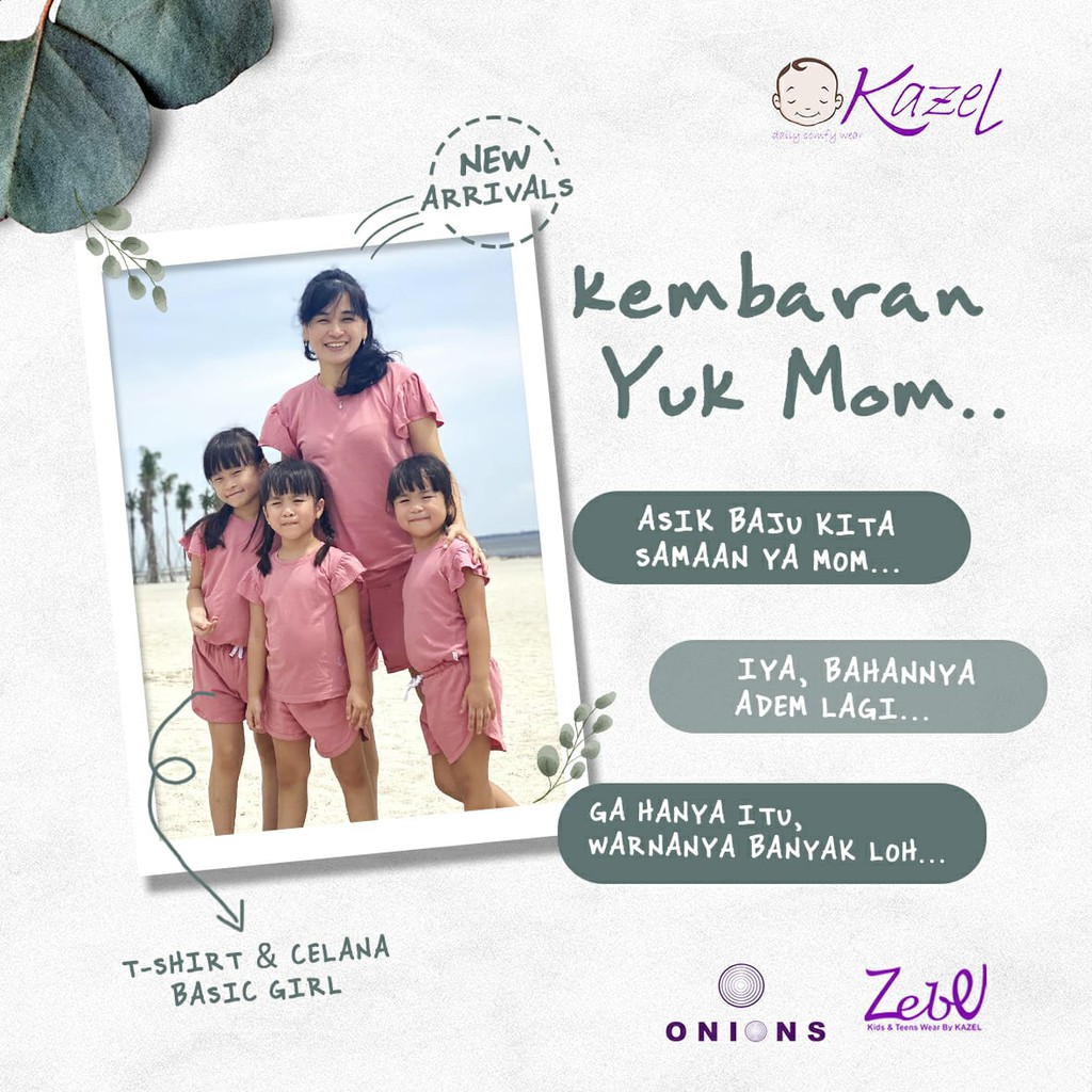 ZEBE BY KAZEL JOBEL ONIONS TSHIRT BASIC GIRL CELANA BASIC GIRL BAJU ATASAN ANAK BAJU RUFFLE PART 2