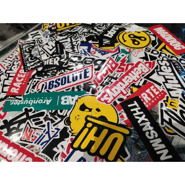 Paket 30 pcs stiker  brand stiker  distro  bahan  graftac 