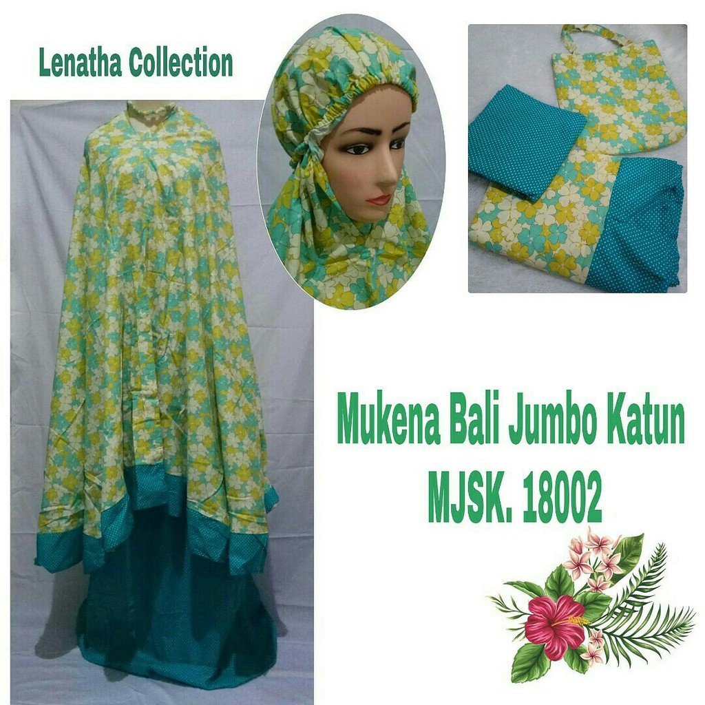 Mukena Bali Size Super Jumbo Katun  Motif Bunga /Katun/Adem/Dingin/Cantik/Lenatha/Mawar