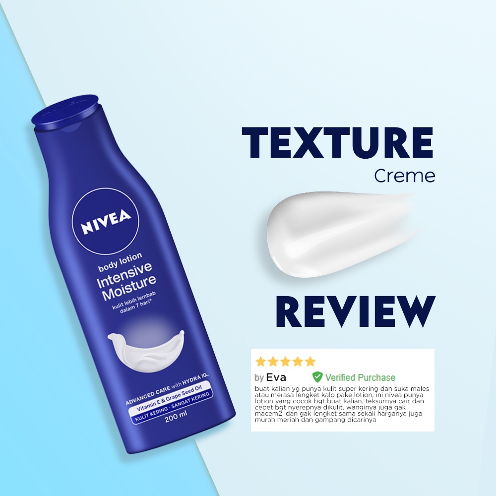 (Untuk Kulit Kering / Sangat Kering) NIVEA Intensive Moisture BODY LOTION - Pelembab Untuk Kulit Kering Besisik Bersisik - Ukuran Besar 400mL / Sedang 200mL / Kecil 100mL Kemasan Biru - Handbody Hanbody Handbodi Hanbodi Bosy Serum Losion Hand Bodi Body