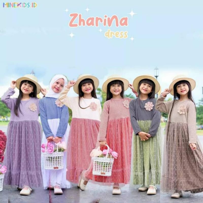 ZHARINA LONG DRESS / GAMIS ANAK CANTIK / DRESS ANAK 4-12 TAHUN TERMURAH BY MINEKIDS