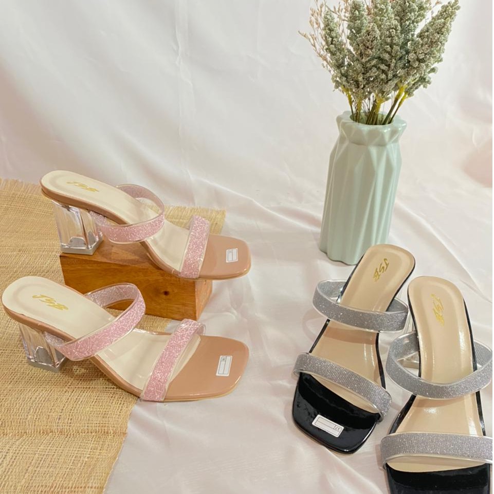 Image of 8.8 Sale Sepatu Heels Wanita Kaca LAZY Women #1