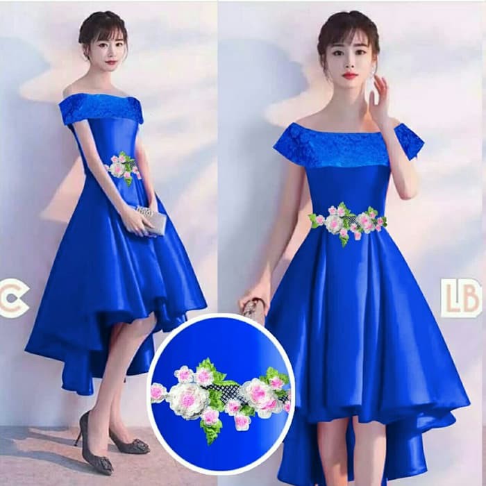 BAJU ATASAN DRES WANITA  Dress Sabrina Bunga Intan - Navy