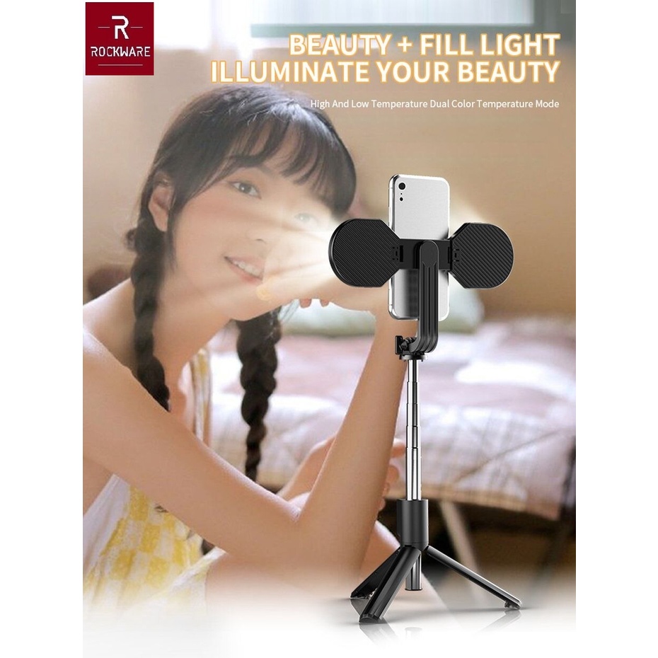 ROCKWARE RW-P40S-M Plus 2 LED - Selfie Stick with 2 LED Fill Light