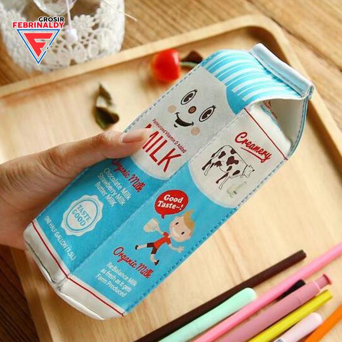 

Kotak Pensil Bentuk Kotak Susu / Milk Tempat Alat Tulis Tempat Pensil - Biru Muda