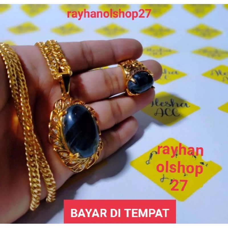 R O-27 Kalung Free Cincin Akik Hitam 0101-27