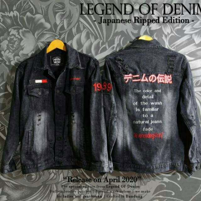 Jaket Original Legend Of Denim - Jaket Jeans Sobek Japanese
