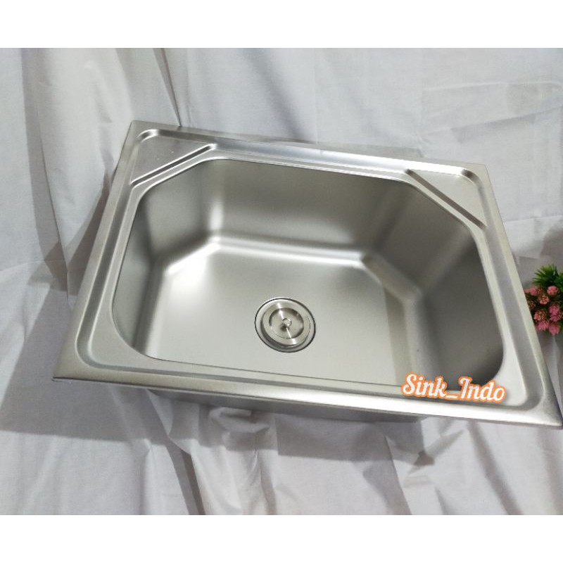 TERLARIS Bak Cuci Piring Sink Wastafel Oki Ukuran 60 Wastafel Cuci Piring 1 lubang Kran Keranjang ss