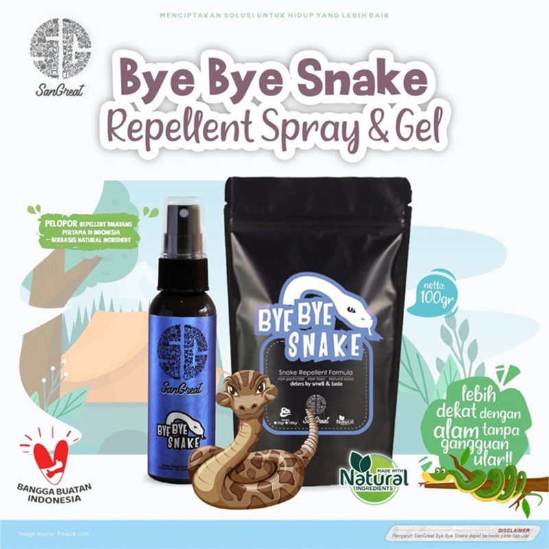 Bye Bye Snake Gel 70 gram dan Spray 100 ml - Pengusir Ular masuk ke rumah, ampuh, praktis, efektif