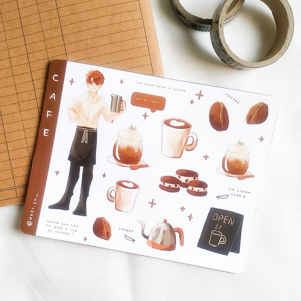 

Deer yu - Cafe Sticker Sheet / Stiker (waterproof)