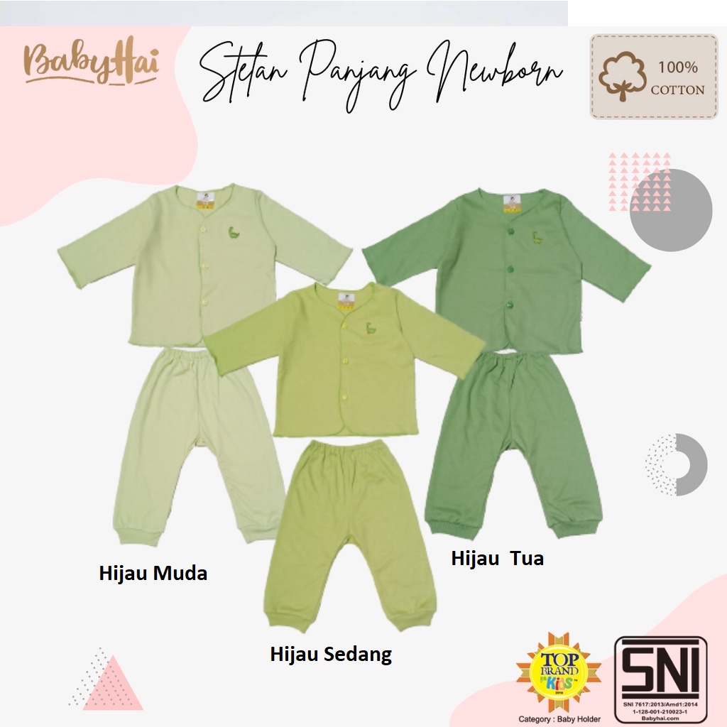 Baju Bayi Anak Perempuan Laki Laki Setelan Panjang Polos  0-6 Bulan Baby Hai 1pcs