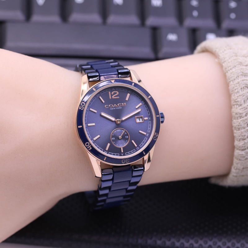 JAM TANGAN WANITA COACH NEW COLLECTION DETIK BAWAH TANGGAL ON RANTAI FASHION STAINLESS STEEL LIST KE