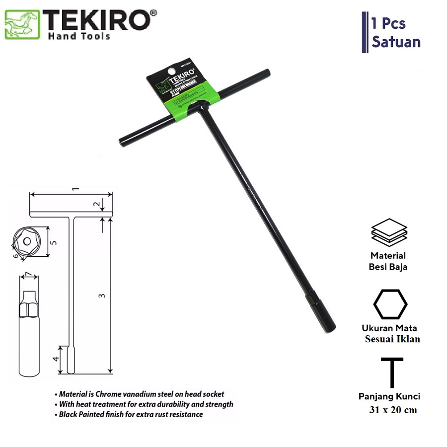 TEKIRO Kunci Sok Sock Shock T Hitam 13mm Kunci Sok T 13 mm T Type Wrench Sock Kunci T tekiro ORIGINAL