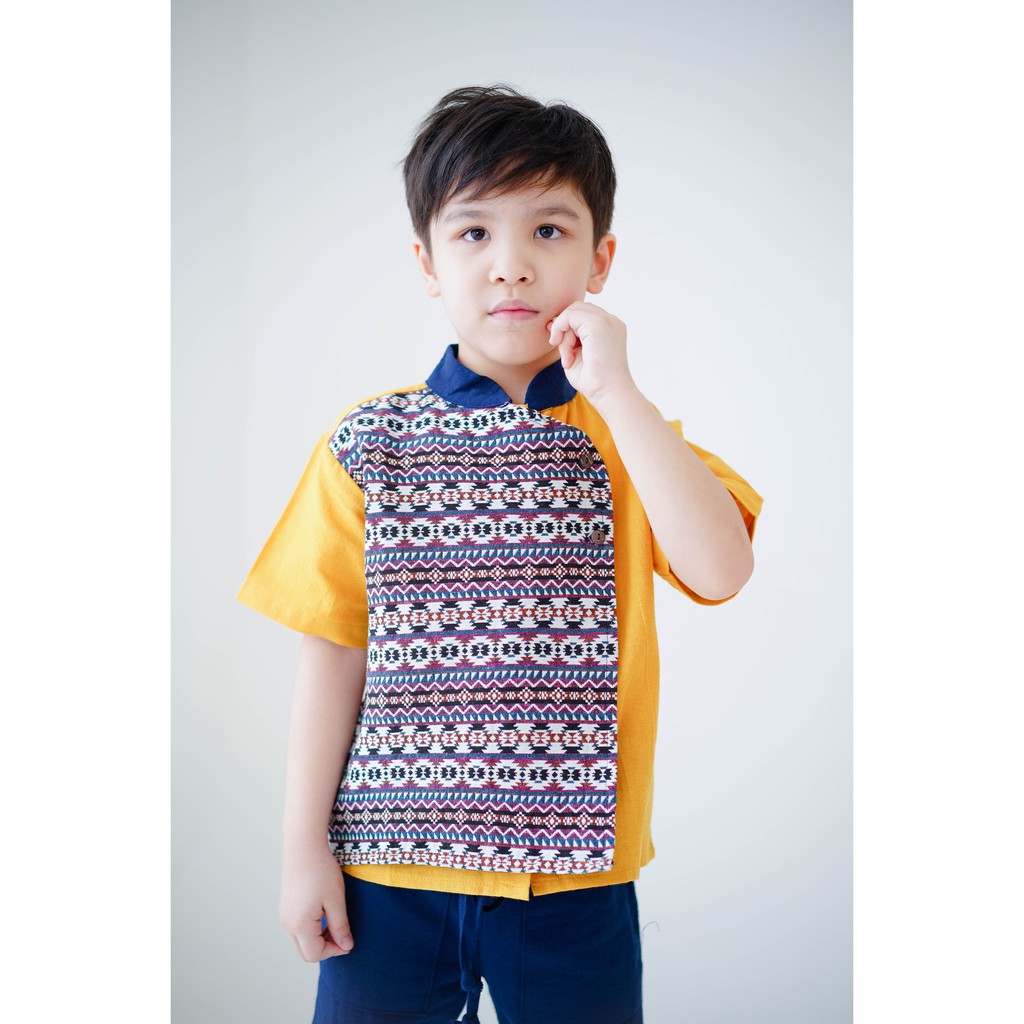 Paling Murah Ali Koko Batik Tenun - Mustard Lewis Emma Atasan Lengan Pendek Anak Cowo Batik Tenun GjbJJOFMXZwax