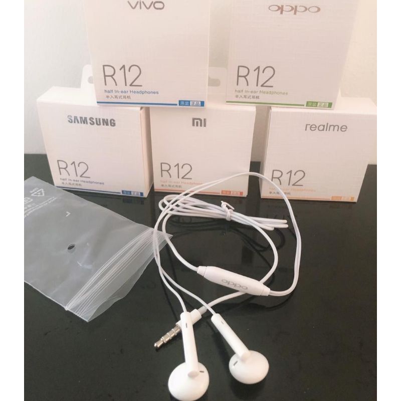 Earphone/handsfree/headset/hf R12 realme suara extra bass
