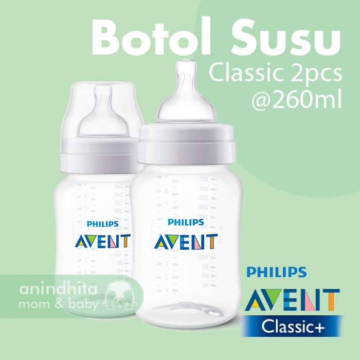 PHILIPS AVENT Botol Wide Neck Classic Plus 2x260ml Classic+ Wideneck Botol Susu Bayi