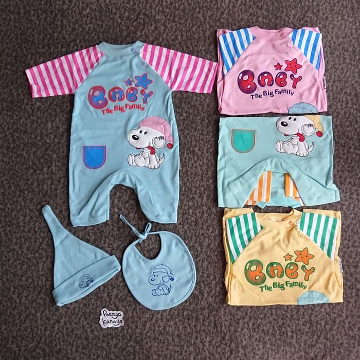 Set Sleepsuit Baju Tidur Bayi Baby Snoopy Newborn