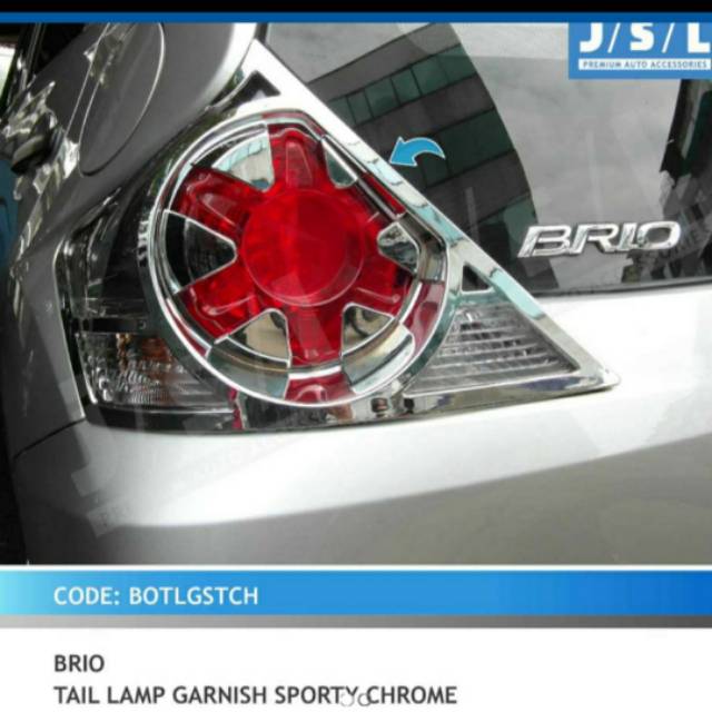 Garnish lampu belakang Brio 2012-2015/ tail lamp garnish Hitam &amp; Chrome  jsl