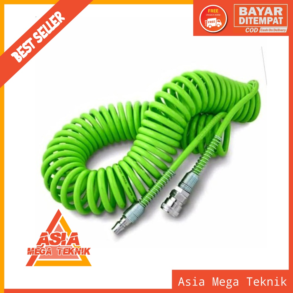 Selang Angin Spiral Hose 9 Meter Recoil Kompresor 9m Yukido Selang PU