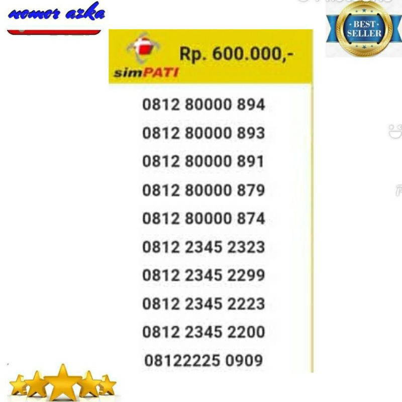 Nomor cantik simpati 0812 80000 894 seri Kuartet 0000 rapi  bsm03