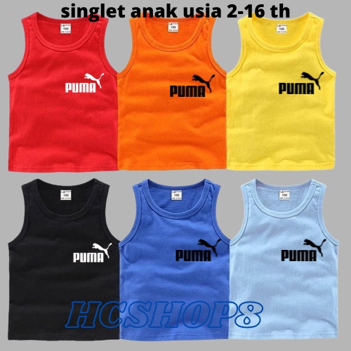 Singlet Anak Logo PUA Unisex Ideal Usia 2-16th Singlet Anak Anak Pakaian Anak Unisex