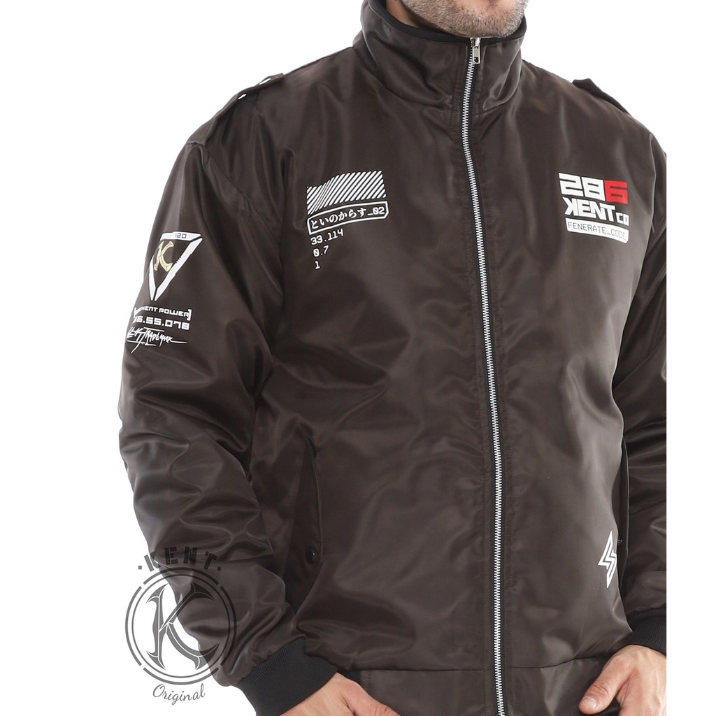 Kent Jaket Pria Bomber Pilot Word Brown