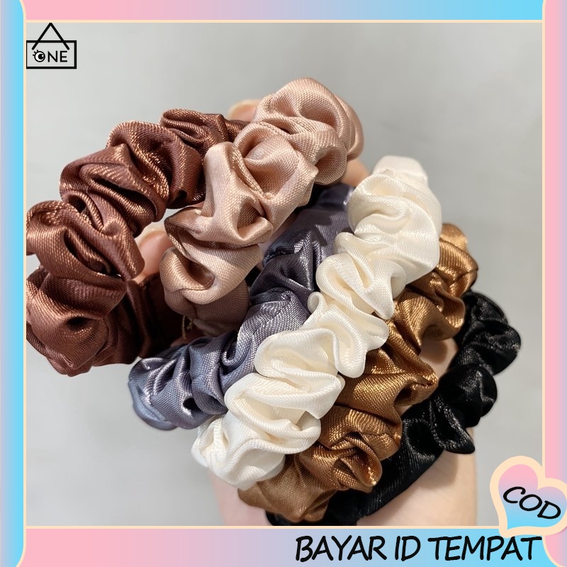 1 Set 6pcs/Ikat Rambut COD Ponytail Scrunchie Kain Satin Sutra Elastis Tali Rambut  Wanita A one