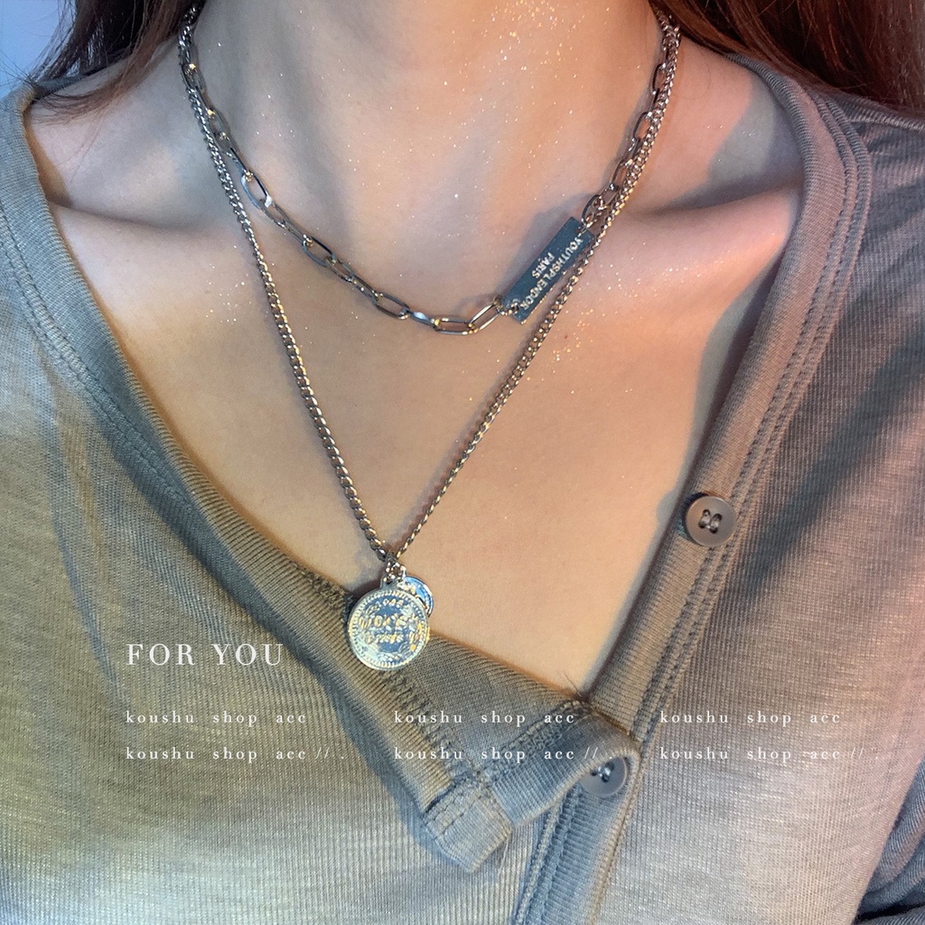 Kalung Rantai Model Double Layer Untuk Aksesoris