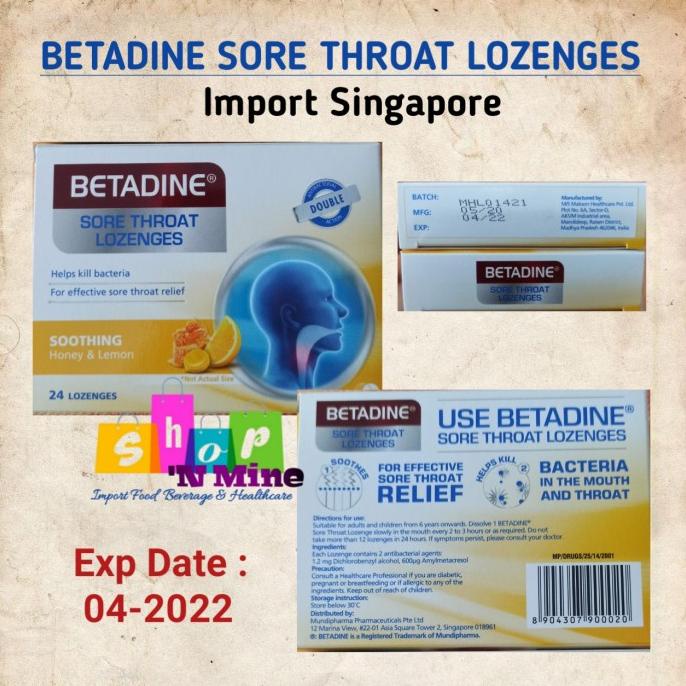 Betadine Sore Throat Lozenges 24 Pcs Import Singapore