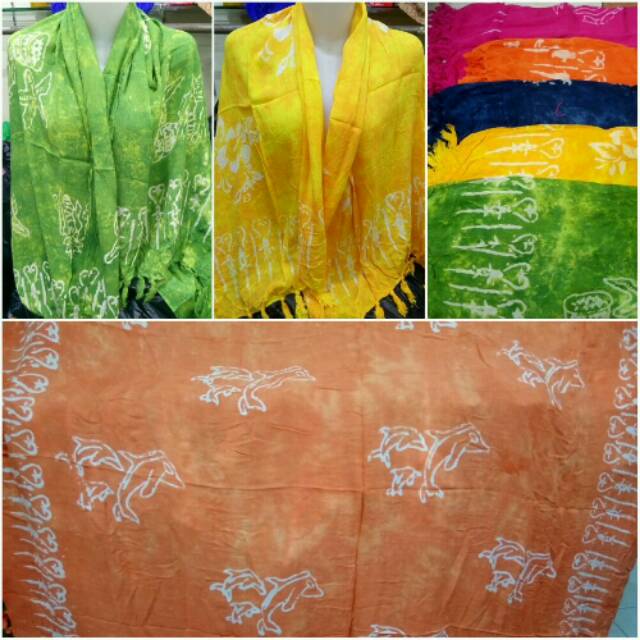 SALE MURAH Kain Pantai Bali Warna Cerah Motif Lumba Lumba