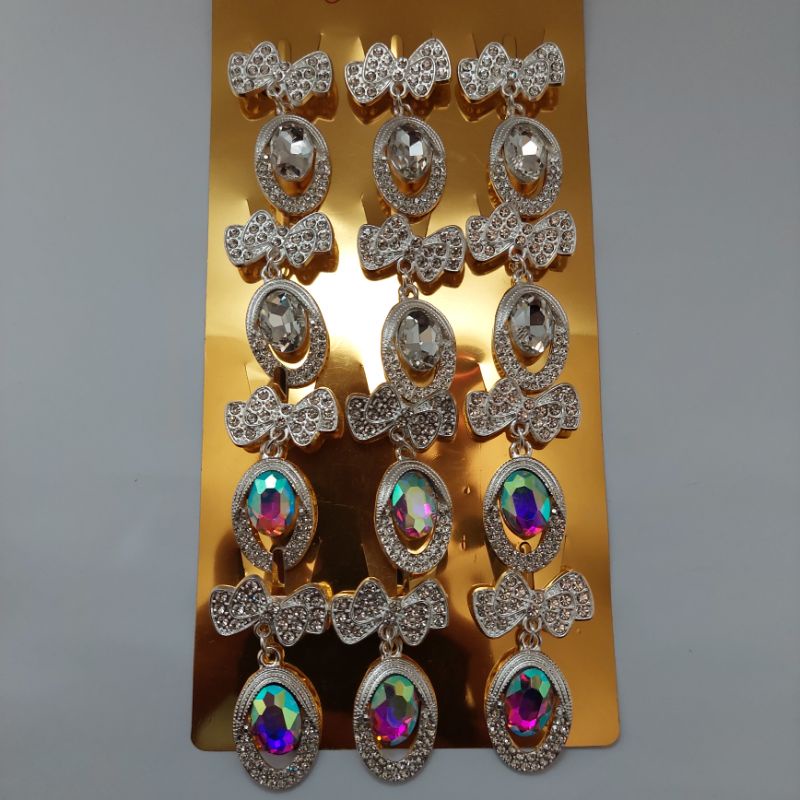 BROS DAGU Kecil Hijab Jilbab Aksesoris Wanita Muslim Cantik Full Mata Bros dagu murah.-Jurai putih B