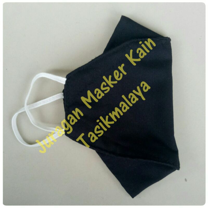 Masker Kain 3D EVO KPOP Katun Hitam Polos Dewasa 2 Lapis 2 Layer 2 Ply Earloop Motor Anti Debu