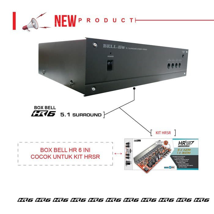 BOX BELL AMPLIFIER 5.1 HR-6 HR6 HR 6 STEREO AMPLIFIER HRSR BELL BGR BOX POWER AMPLI AUDIO 5.1 BELL