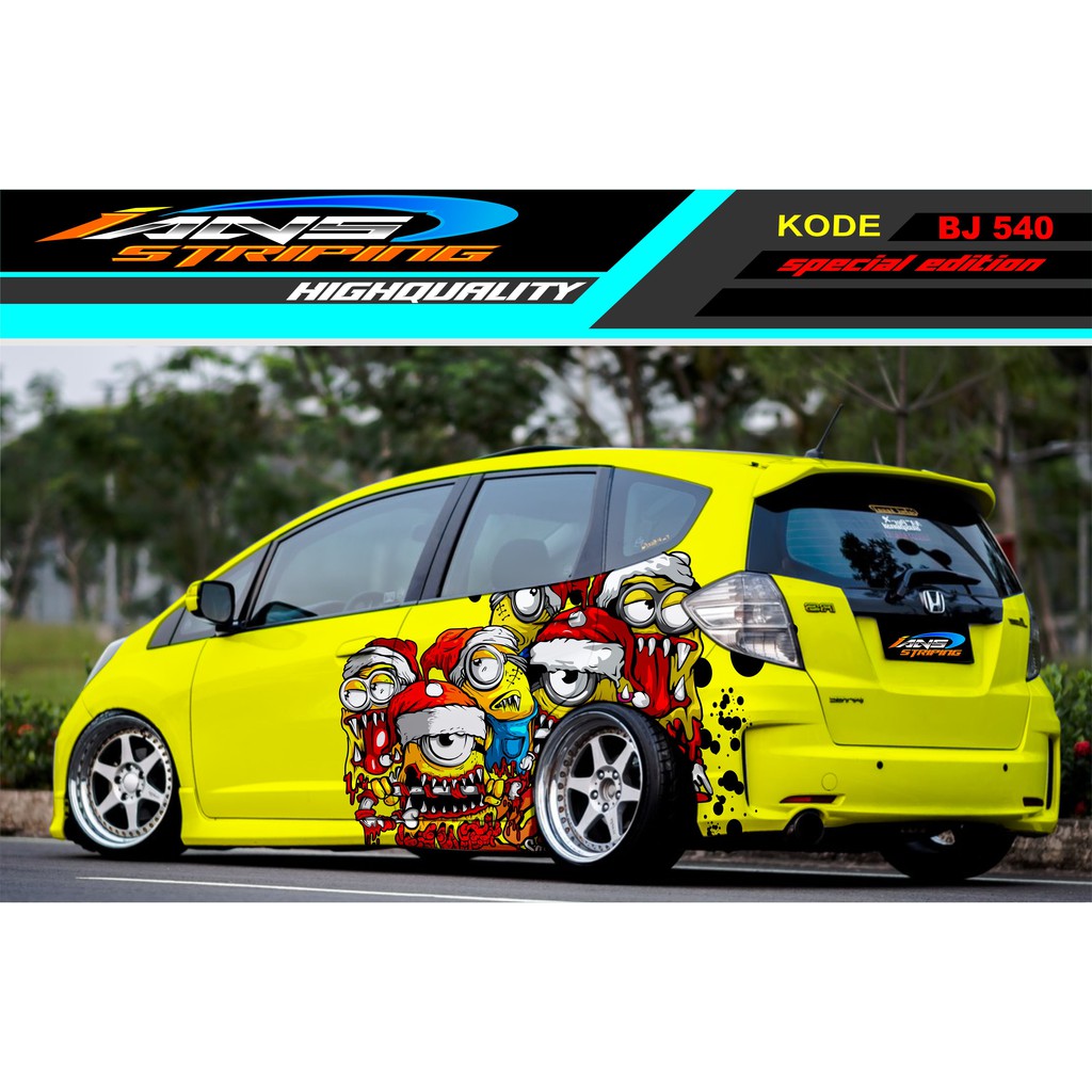 STICKER VARIASI MOBIL JAZZ MINION / DECAL STICKER MOBIL JAZZ SIGRA BRIO AGYA SWIFT / STIKER TERBARU