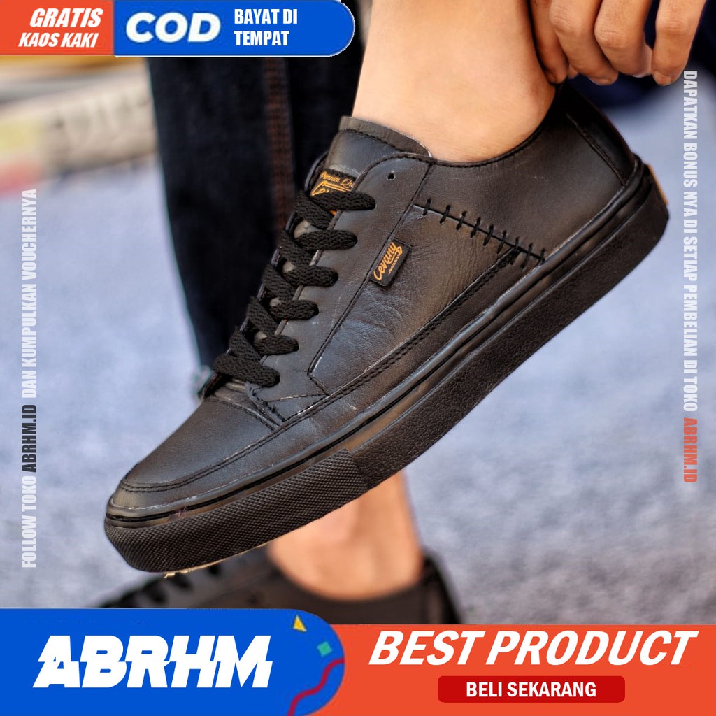 ABRHM X DENTE Sepatu Formal Pria Sepatu Casual Kulit Asli Sepatu Pria Casual Sepatu Kasual Cowok / Cowo Oxford Kerja Kantor Kuliah Kondangan Gaya Keren Kekinian Original Murah Terlaris