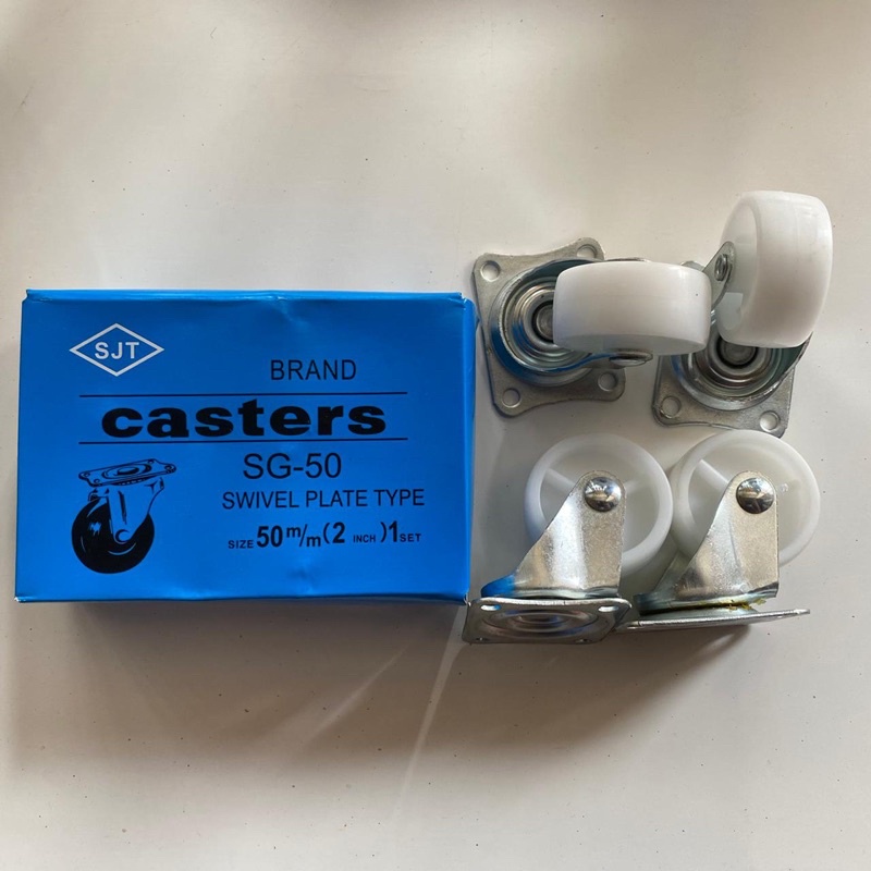 Roda Nylon Putih / Roda Lemari set/ Roda meja /Roda gepeng /Roda nylon CASTER SJT