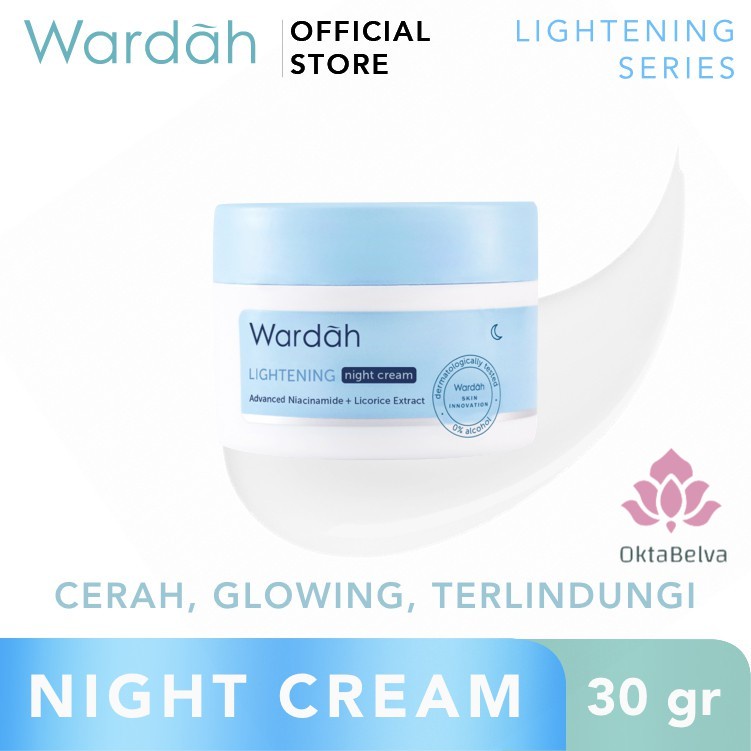 Wardah Lightening Night Cream - Krim Malam dengan Advanced Niacinamide - Menyamarkan Bekas Jerawat -