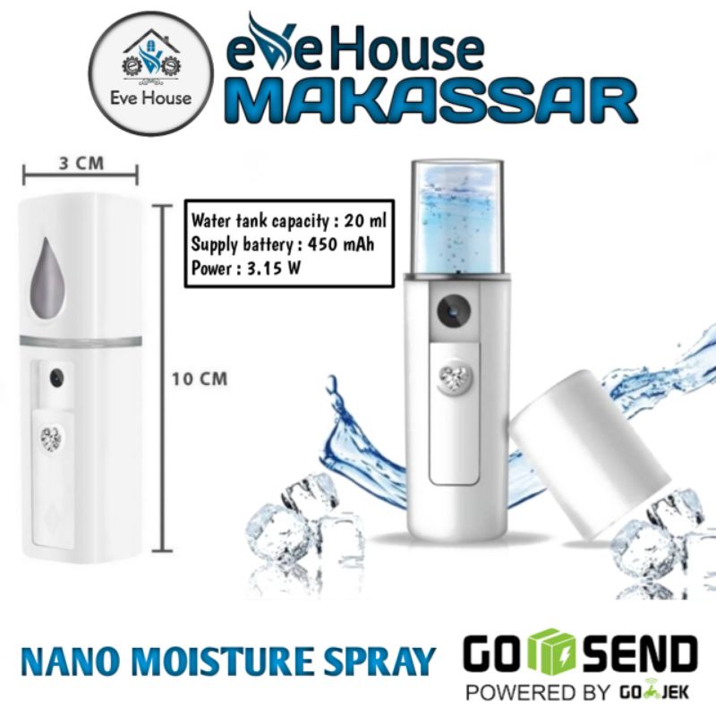 Makassar V36 Nano spray mini portable face mist perawatan wajah bisa cas ulang usb