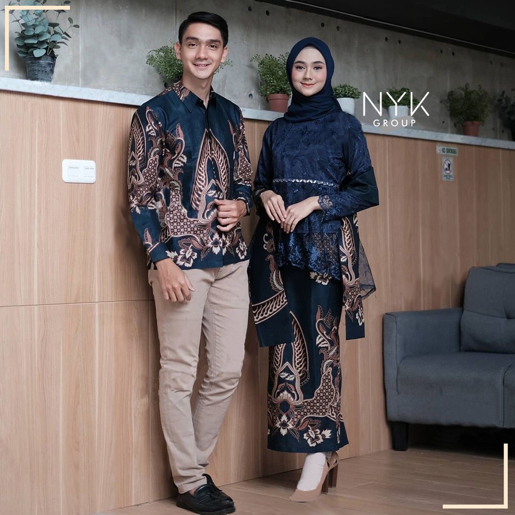 [SPECIAL ITEM] NYK BATIK - Batik Couple Aisyah Payet Lengan Panjang | Couple Batik Brukat Modern