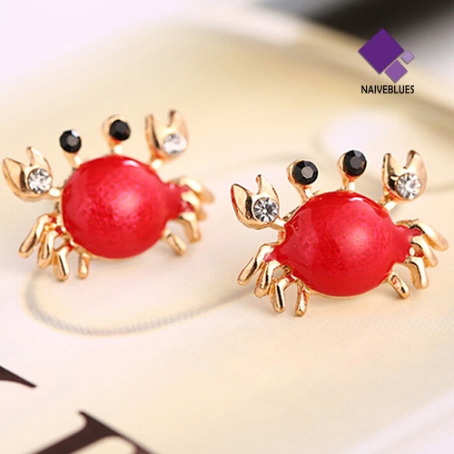 Anting Stud Desain Kepiting Laut Bahan Alloy Warna Emas Untuk Wanita