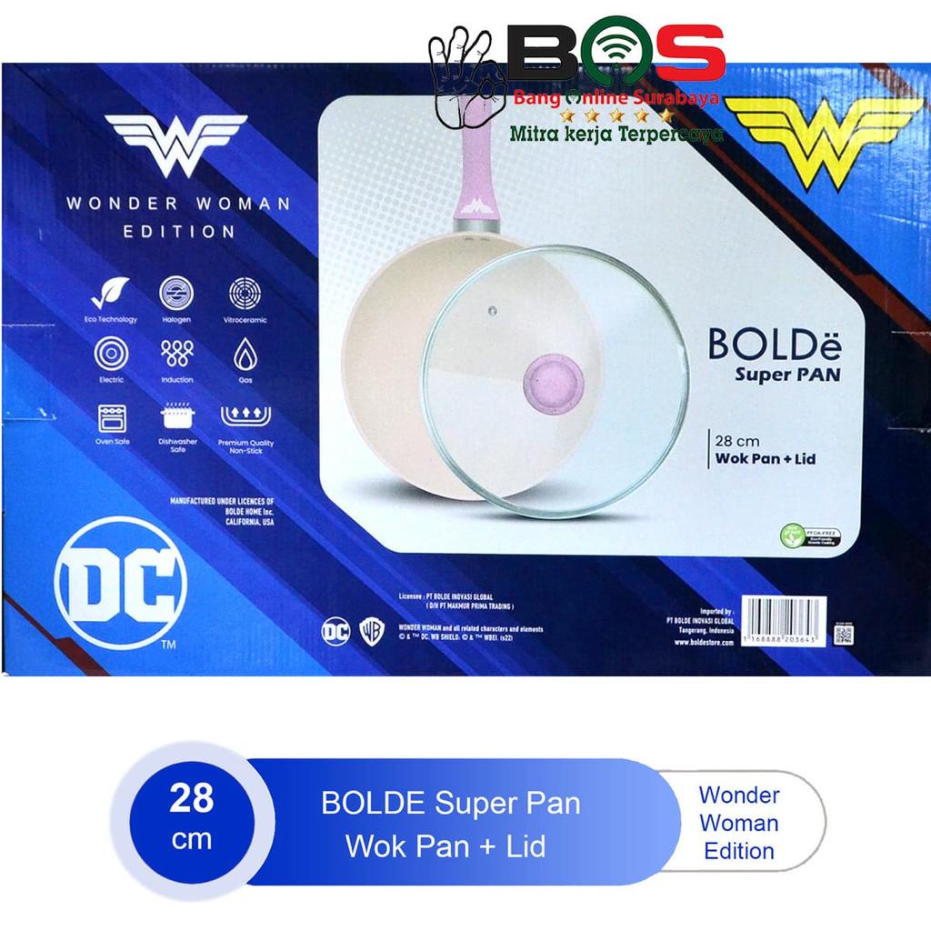 Bolde WOK PAN Super Pan Wonder Woman Panci 28 CM Wok Pan BOLDe + Tutup Kaca