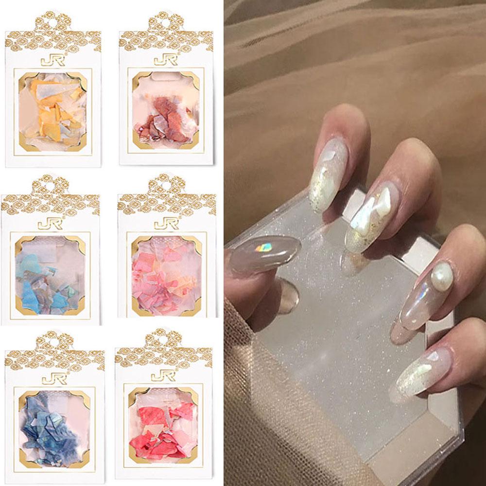 Mxbeauty Paku Kerang Iris Salon Ukuran Campur Abalone Slice Glitter Bright Hologram Nail Sequin