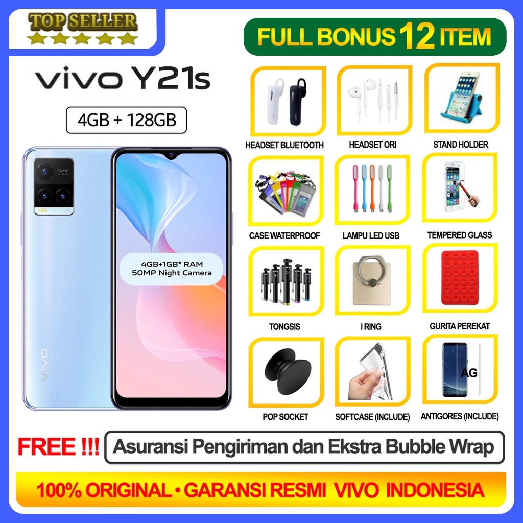VIVO Y21 S Y21s 4/128 GB & Y21 4/64 RAM 4GB ROM 128GB 64GB GARANSI