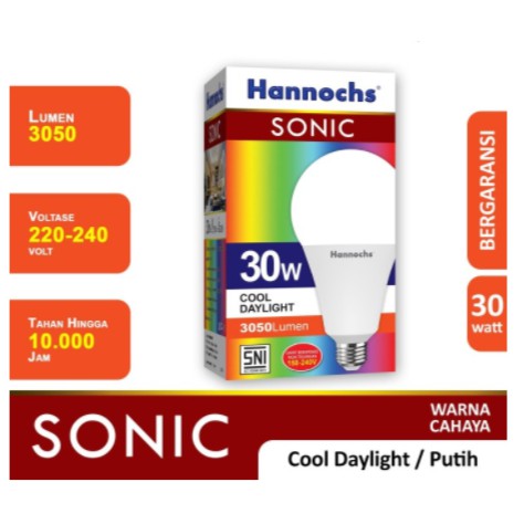 Hannochs Lampu LED / Bohlam LED SONIC 30 watt / 30W Cahaya Putih