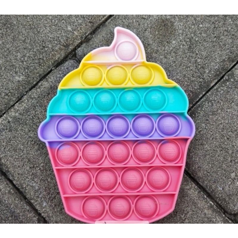 POP IT RAINBOW FIDGET TOYS Mainan Anak Edukasi Murah Pop Its Unicorn New Fidget Push Bubble Kids Kid-CupCake
