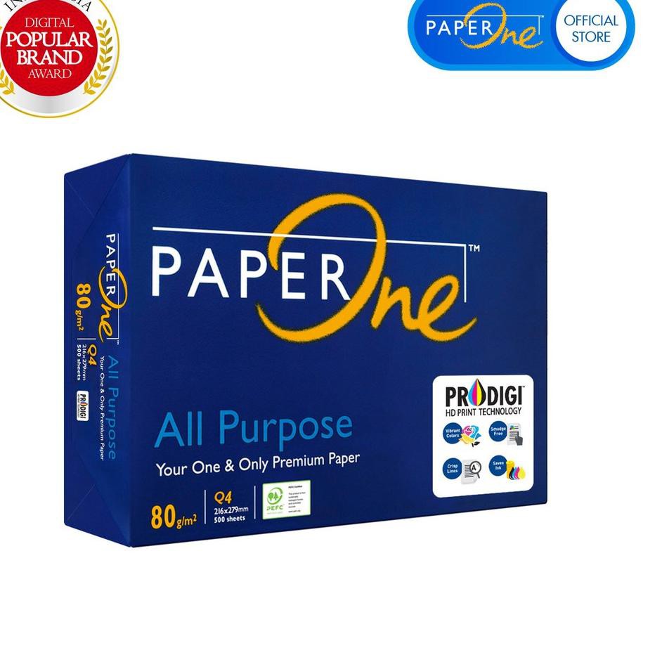 

Terbaik.. PaperOne Kertas Fotocopy Quarto 80gr - 1 Ream (500 lembar)