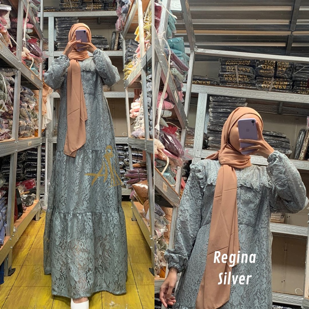 REGINA DRESS BRUKAT MEWAH / DRESS GAMIS BROKAT PREMIUM PESTA / KARINA DRESS GAUN BRIDEDMAID Gamis Kondangan